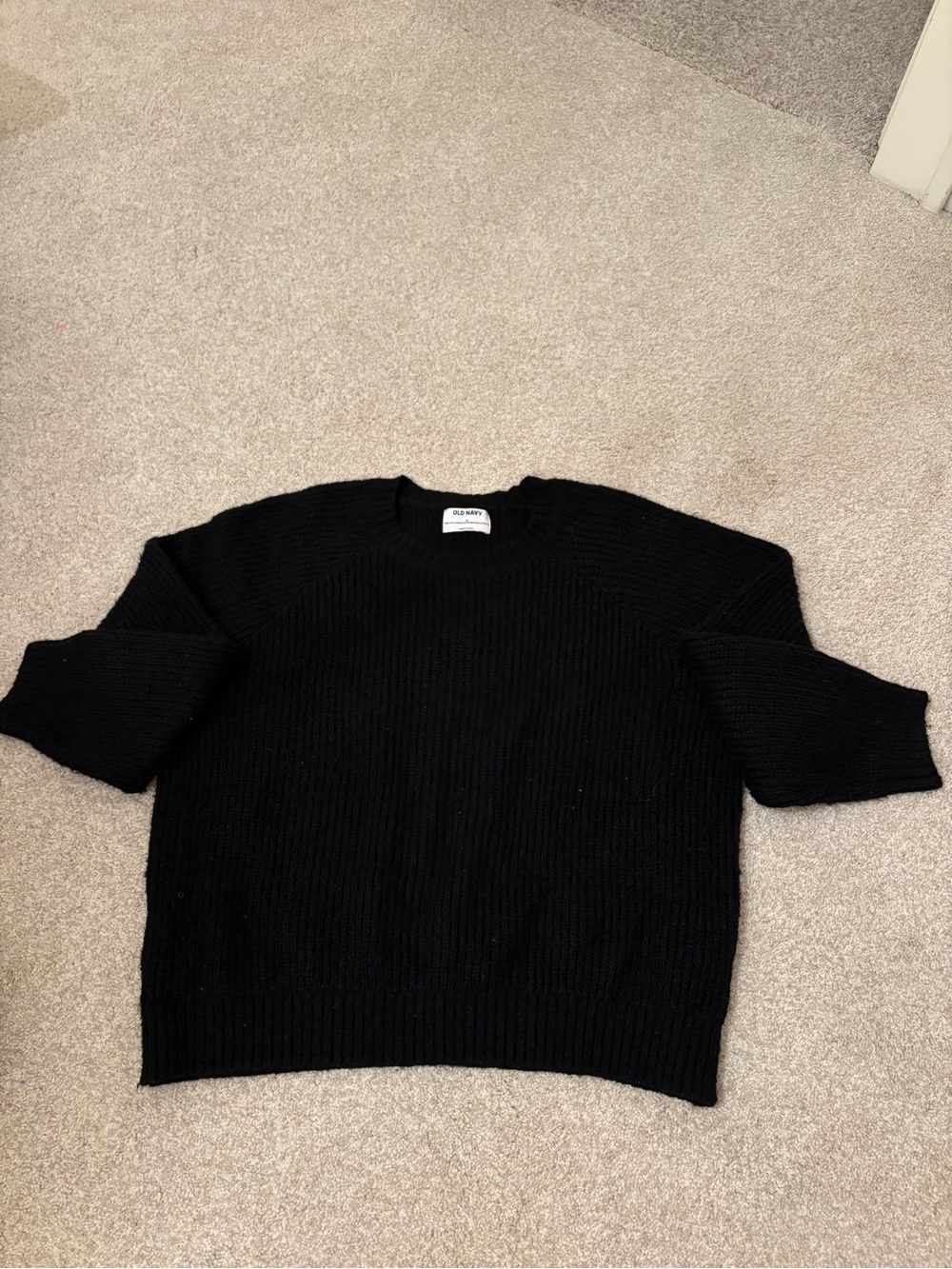 Old Navy Black Ribbed Crewneck Long Sleeve Sweater